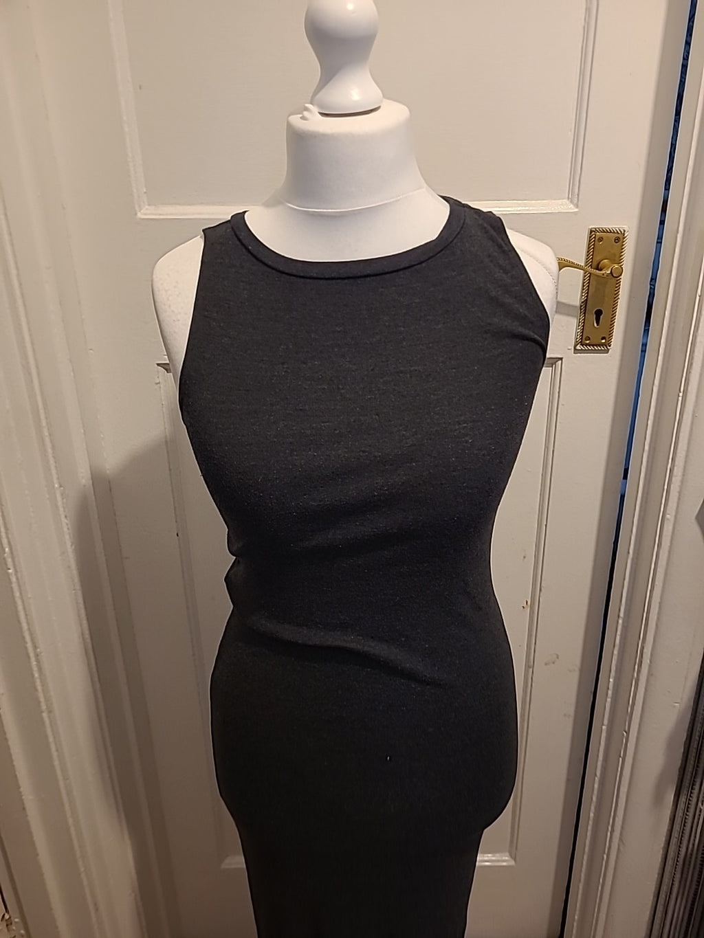 Ladies Topshop Size 8 Grey Long Length Pencil Dress