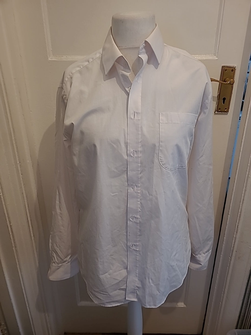 Mens Marks And Spencer Tailoring 16(41) Slim Fit White Long Sleeved Easy Care...