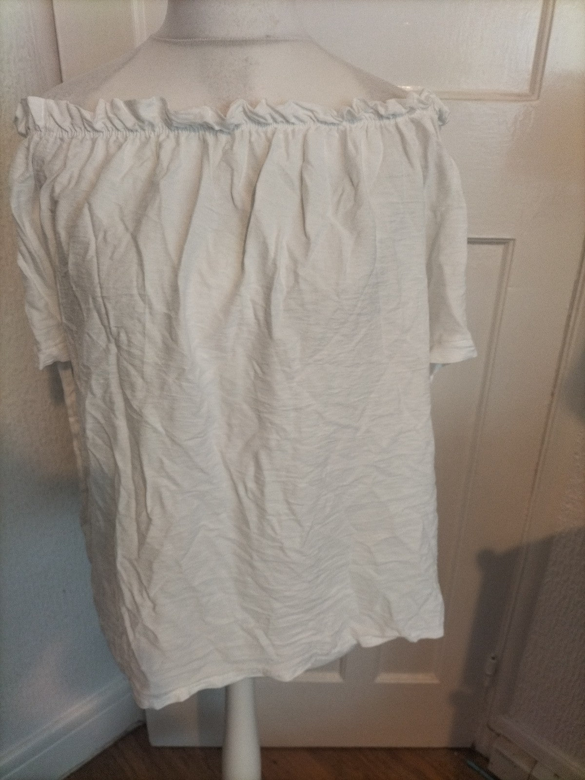 Ladies Size 20 White Elasticated Hem Short Sleeved Blouse