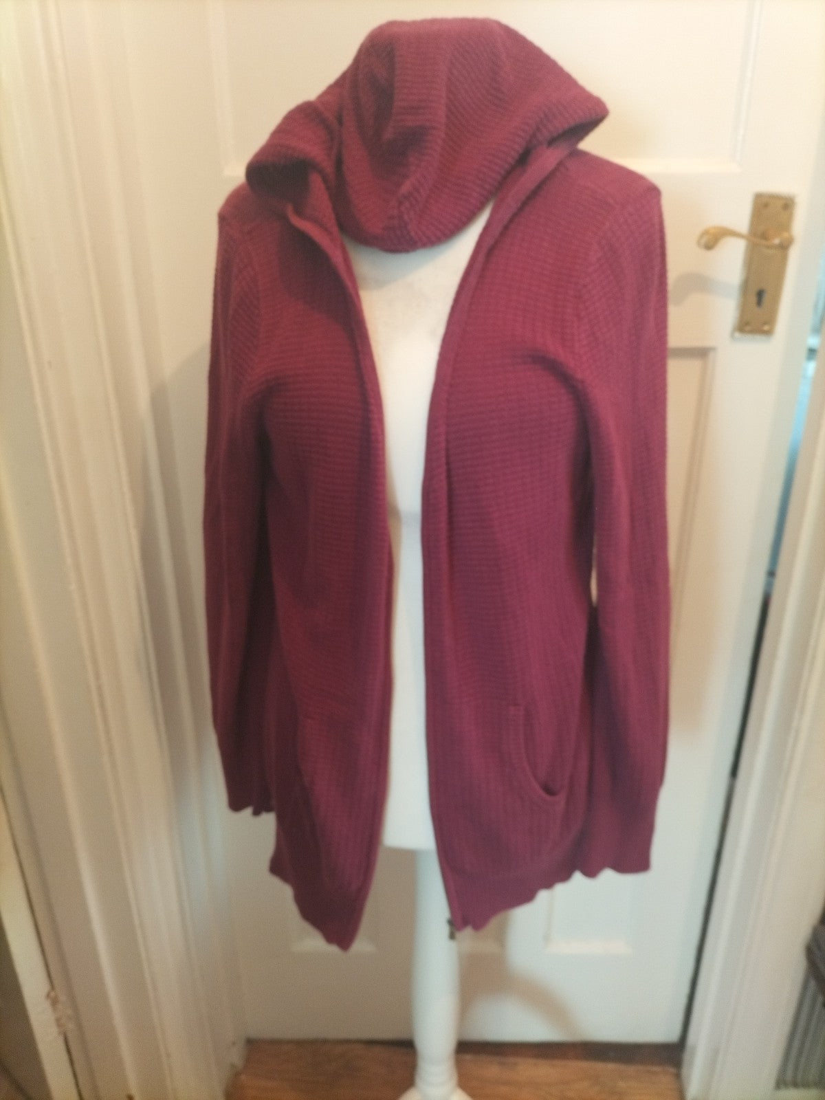 Mens Caribbean Joe Size XL Purple Hooded Cardigan