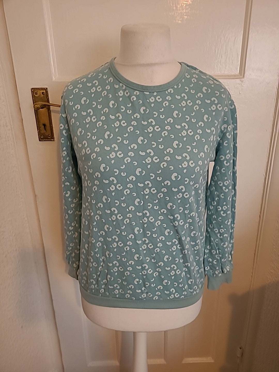 Ladies John Lewis Size 14 Mint And White Long Sleeved Blouse