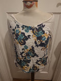 Ladies Laura Ashley Size 10 White Floral Long Sleeved Thin Top