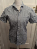 Mens Burton Size Medium Fitted Blue Pattern Short Sleeve Shirt