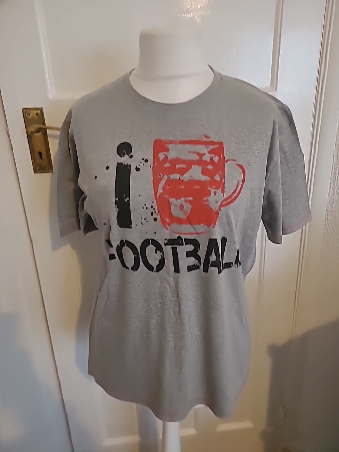 Mens George Size M Grey Football Tshirt Short Sleeved