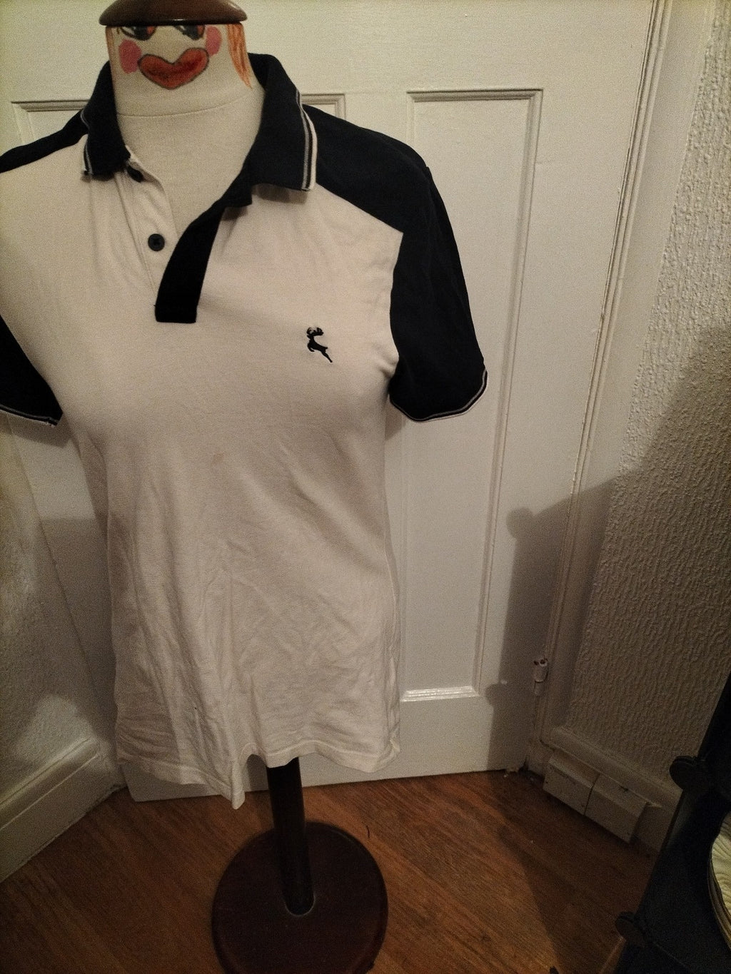 Mens F&F Size Small Black/White Short Sleeved Polo