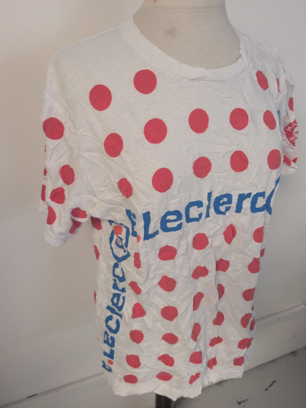 Ladies Large White With Orange Spot Short Sleeve T-shirt