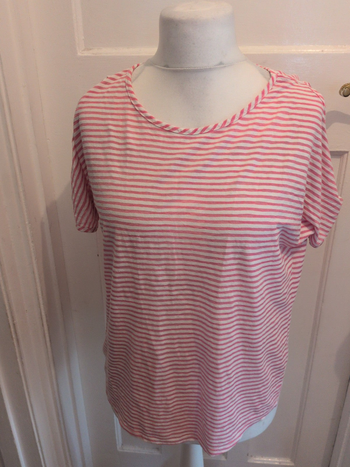 George 16 Pink Striped Open Sleeve T-shirt Blouse