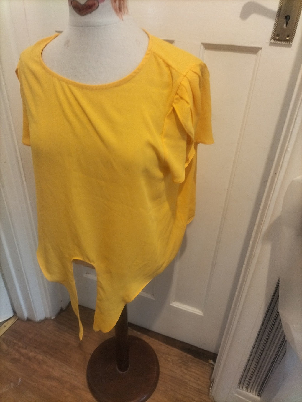 Ladies Shein Size Large Yellow Shirt Sleeve Blouse
