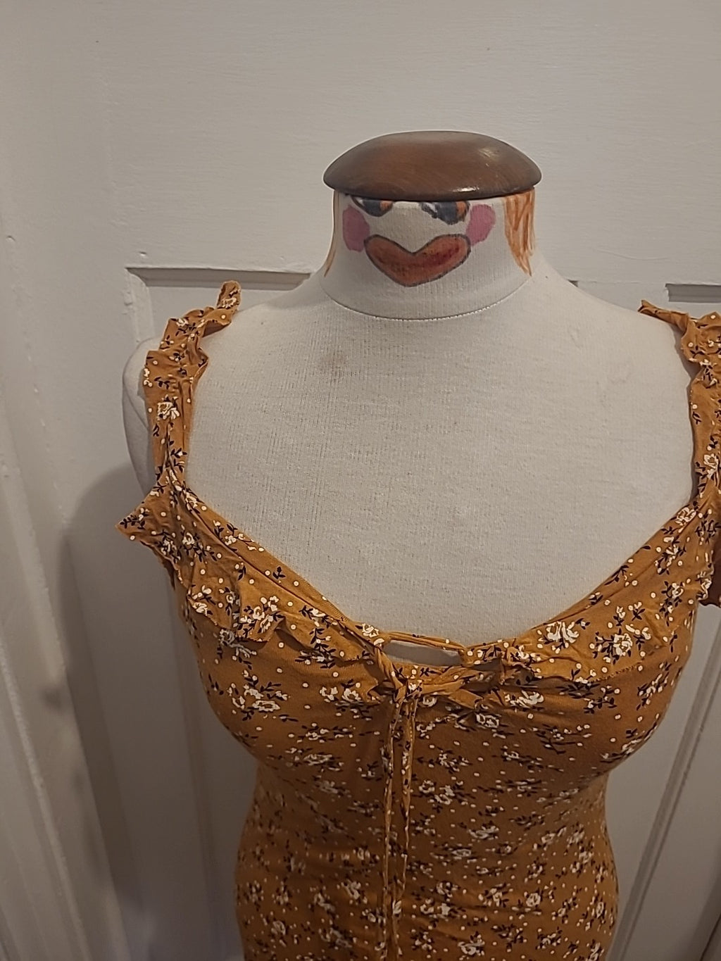 Ladies Prettylittlething Size 10 Burnt Orange Floral Sleeveless Dress