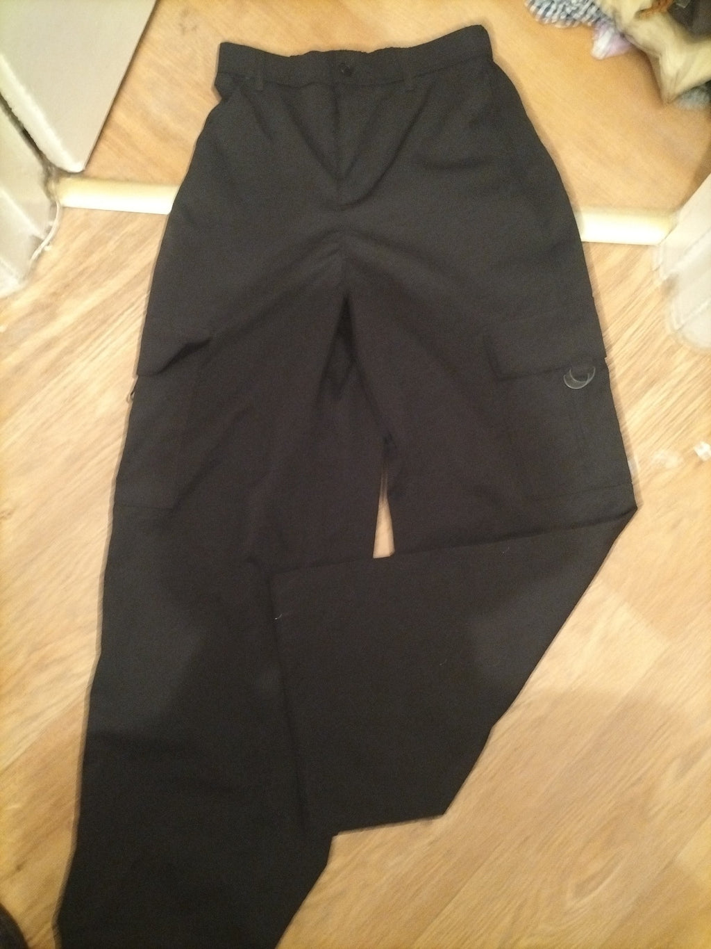 Large Black Wide Leg Cargo Trousers