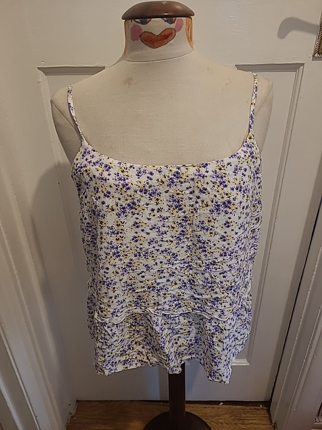 Ladies George Size 14 Purple White And Yellow Floral Sleeveless Top