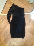 Ladies Prettylittlething Size 8 Black Patterned Off The Shoulder Dress