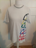 Mens Ellesse Size Large White Printed Short Sleeved Tshirt