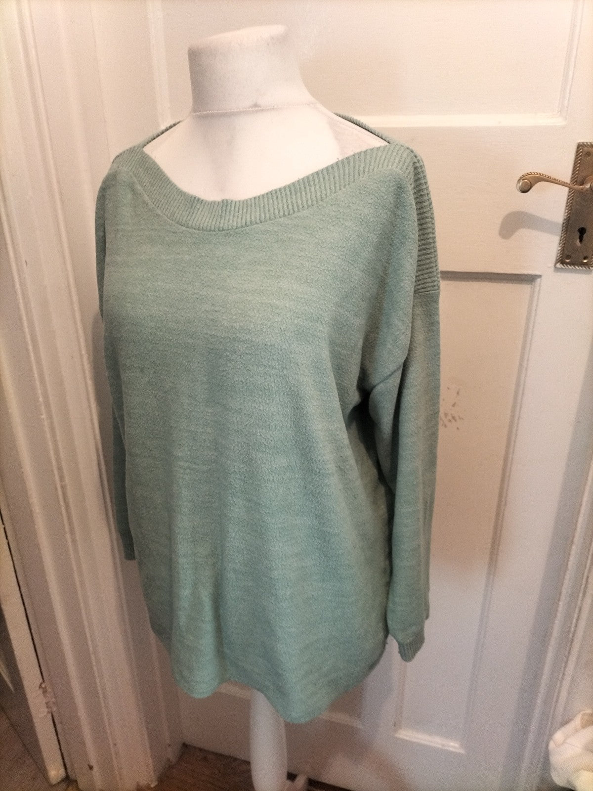 Ladies Papaya Size L Turquoise Ribbed Hem And Cuff Jumper