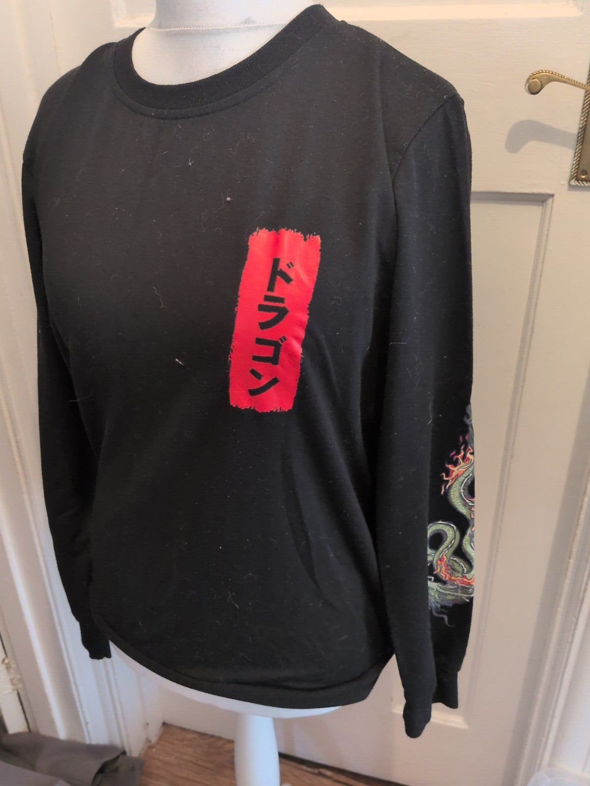 Romwe Large Black Print Long Sleeve Pullover Jumper