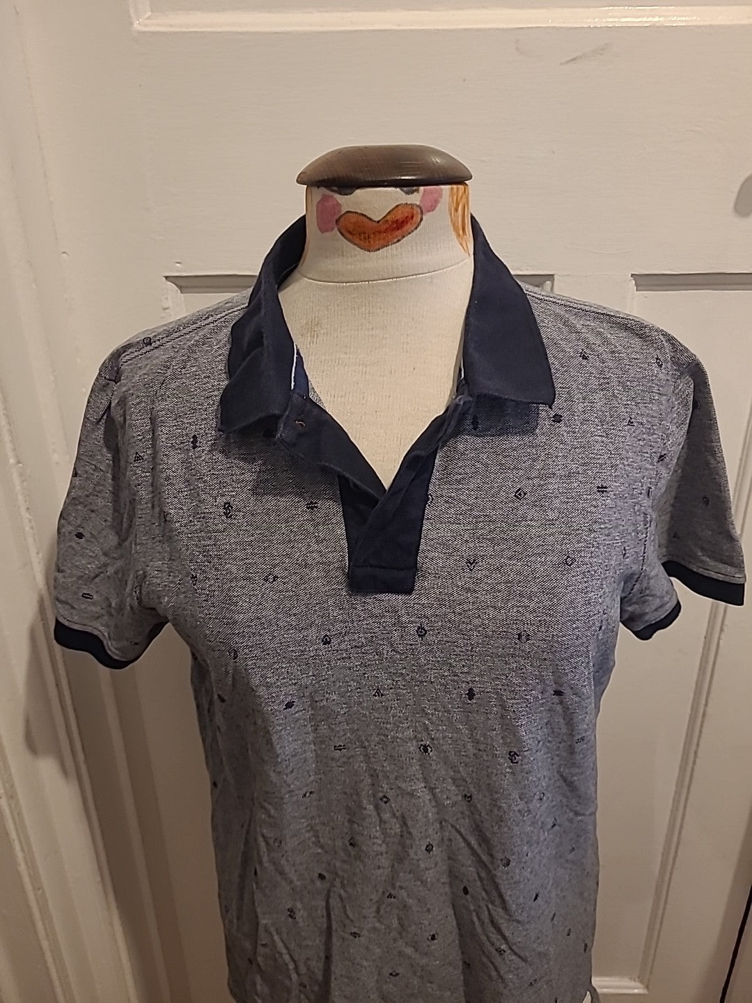 Mens Soulcal & Co Size XL Deluxe Grey Pattern Polo