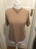 Ladies Bonmarche Size Small Brown Short Sleeved Lightweight Jumper