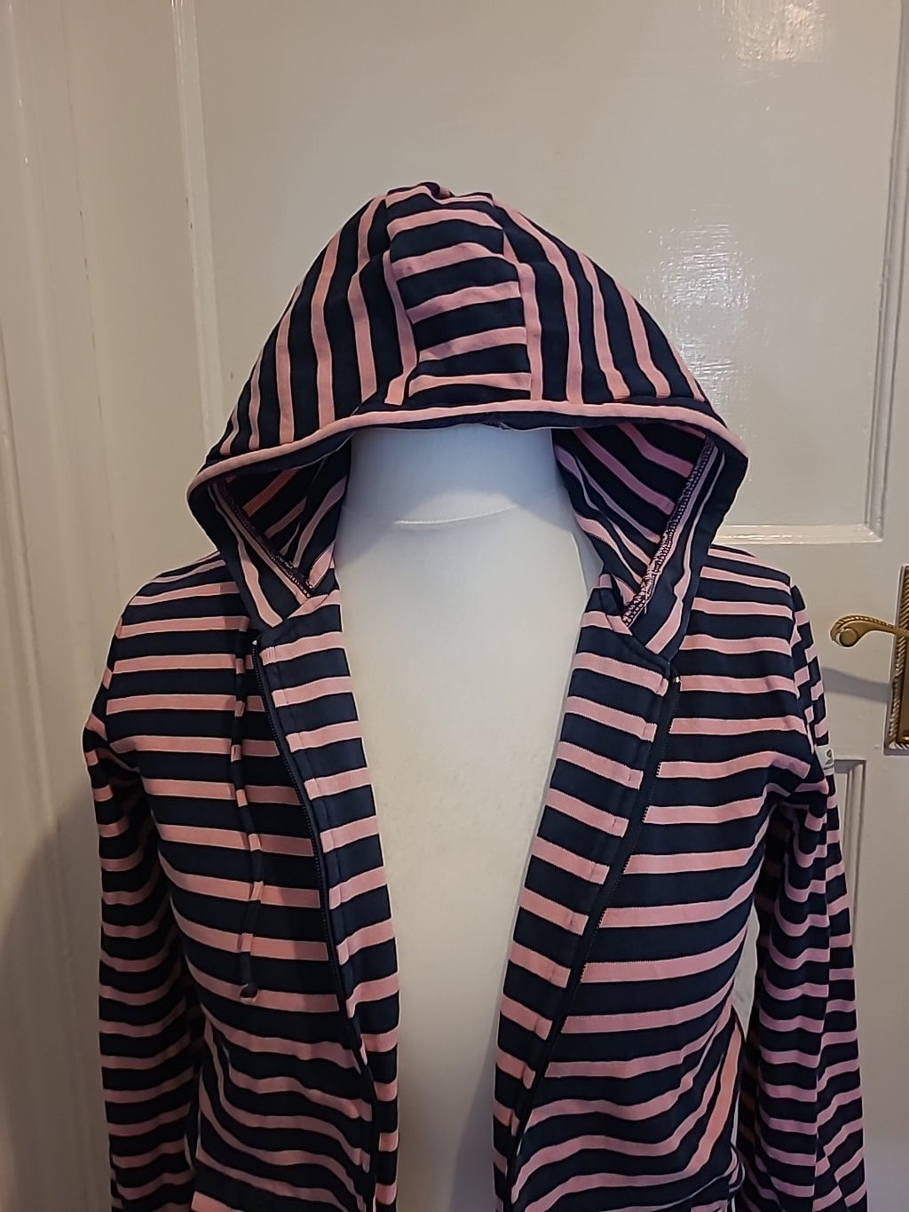 Ladies Mousqueton Size Euro 40 Pink And Navy Striped Jacket