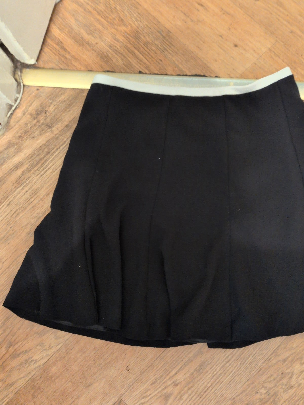 M&S Collection 14 Black With White Trim Lined Skirt Knee Length
