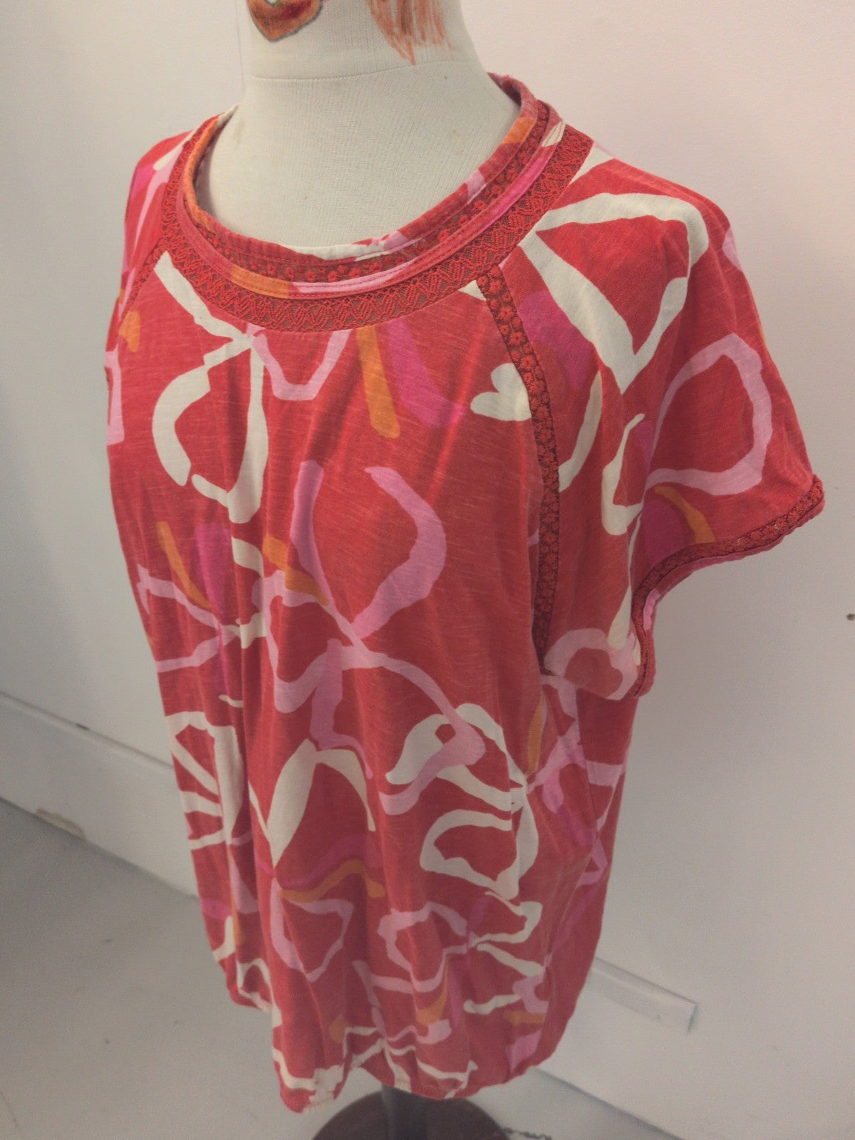 Next 22 Red Orange Pink White Short Sleeve T-shirt Blouse