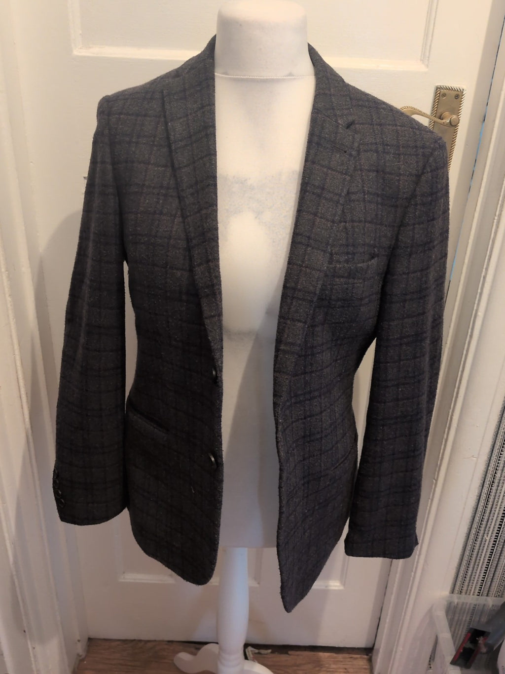 Tu 40s Slim Fit Grey And Navy Suit Jacket