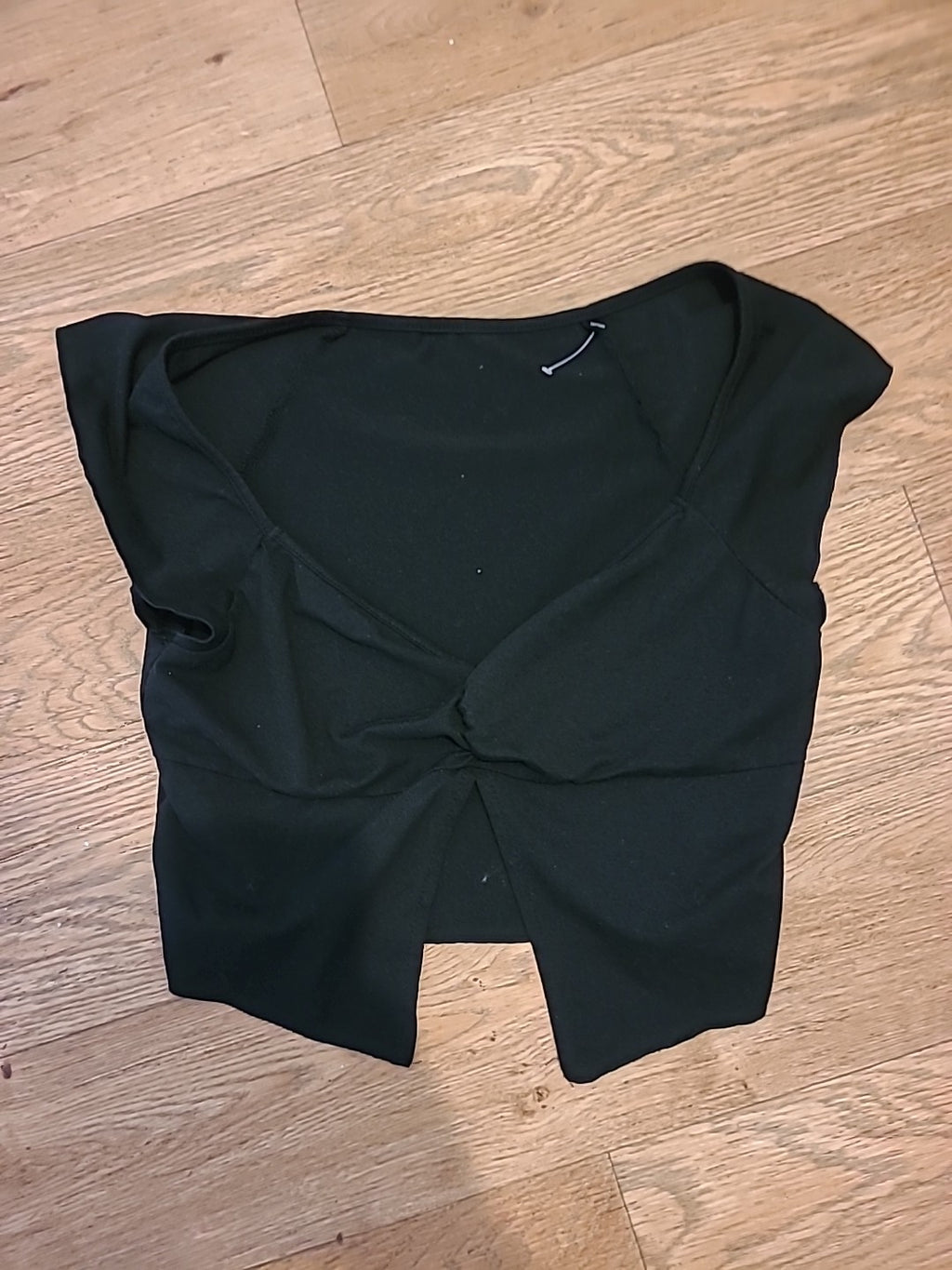 Ladies Shein Size Large Black Cap Sleeved Crop Top