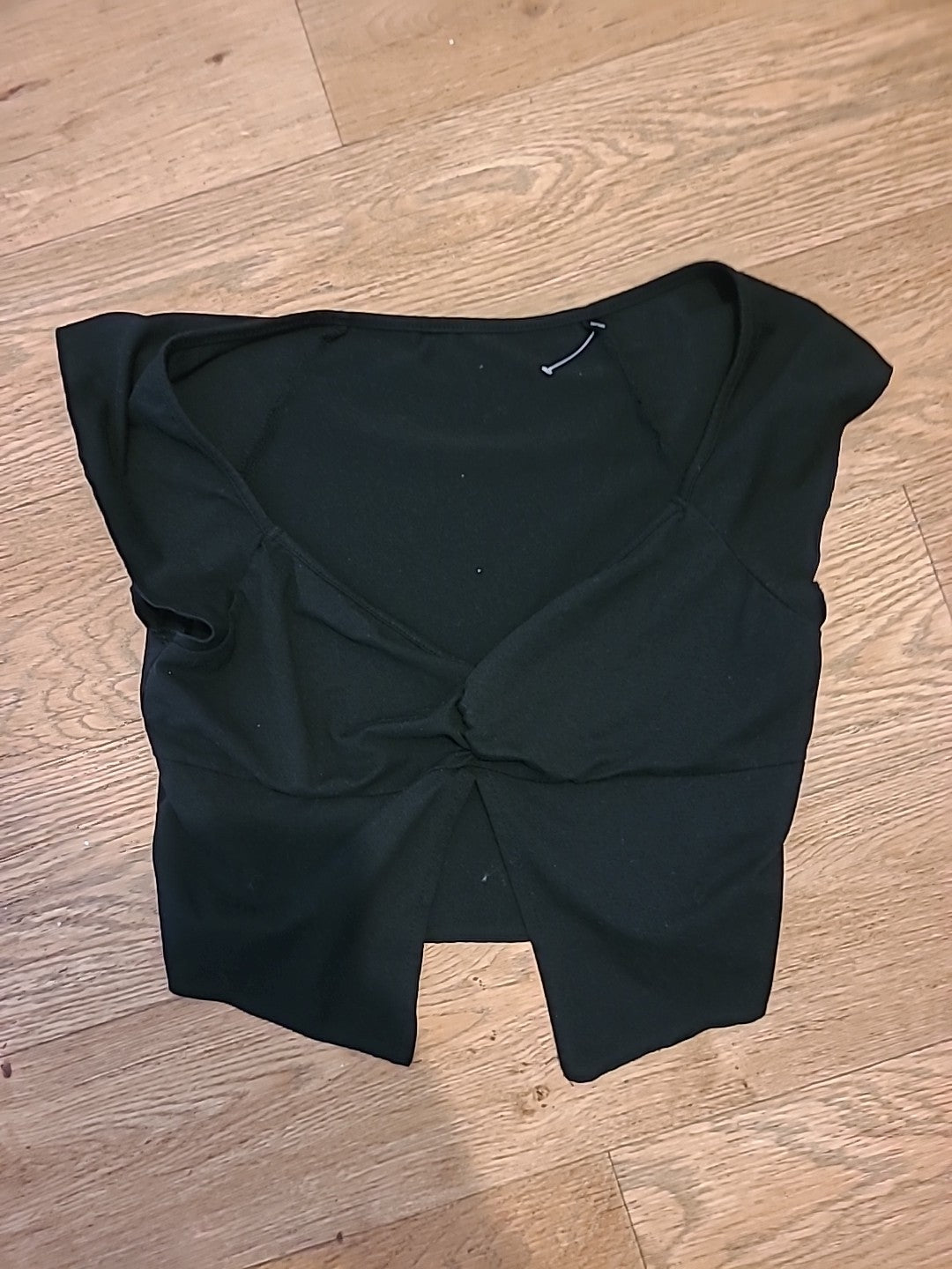 Ladies Shein Size Large Black Cap Sleeved Crop Top