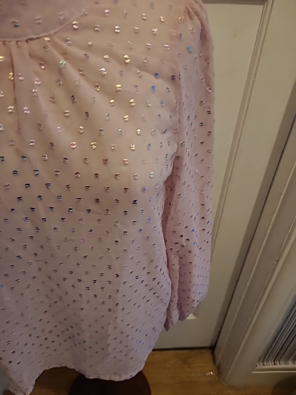 Ladies Shein Size Medium Pink Detailed Long Sleeved Blouse