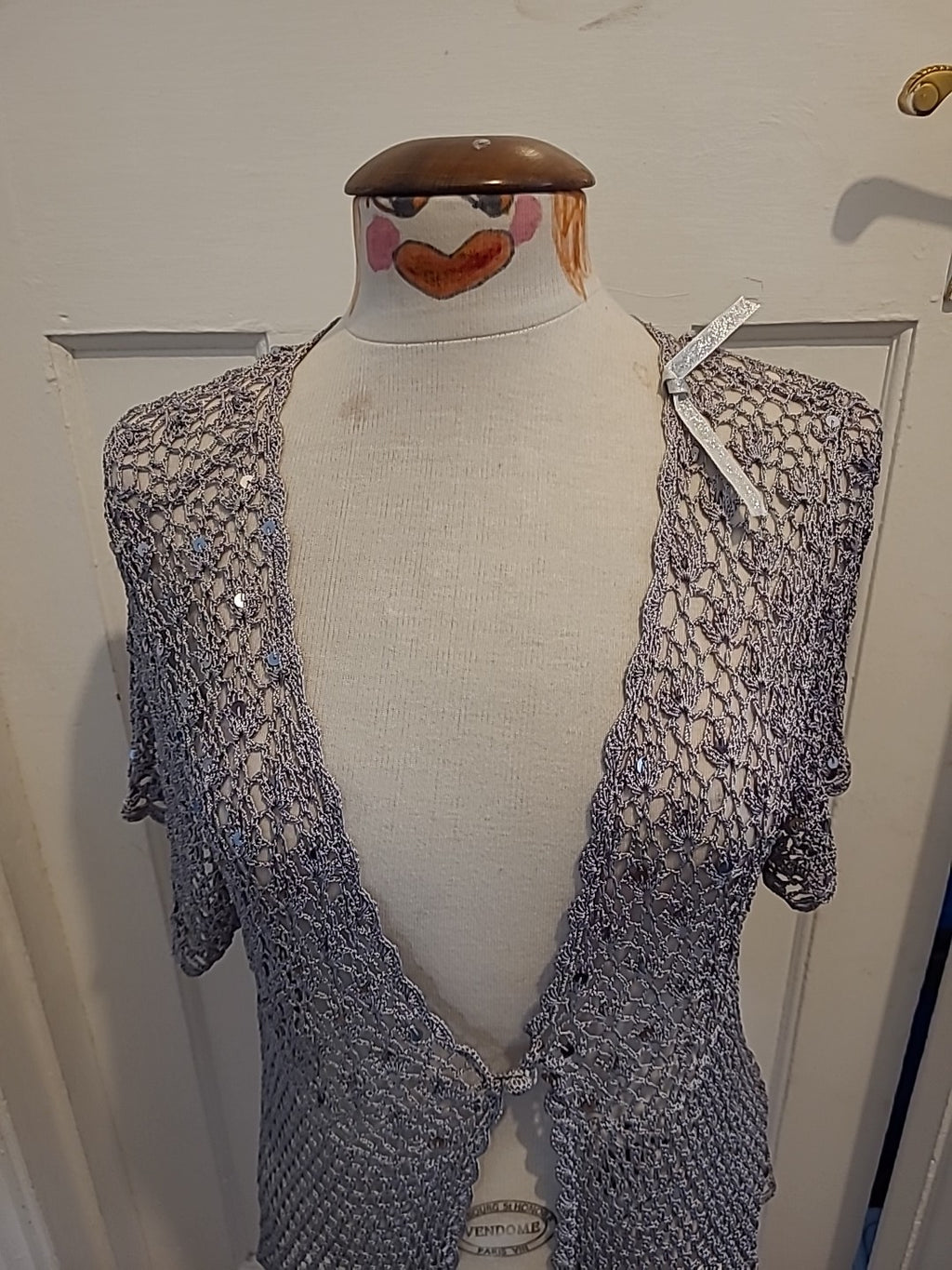 Ladies Anna Rose Collection Size XL Silver Lace Blouse