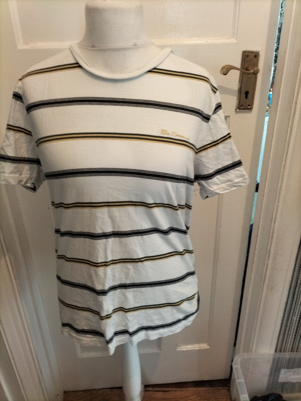 Ben Sherman Large White Stripe Short Sleeve T-shirt