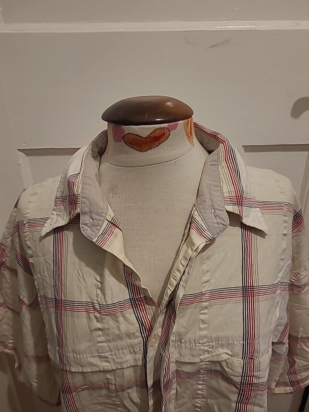 Mens Animal Size 2XL Cream Check Short Sleeved Shirt
