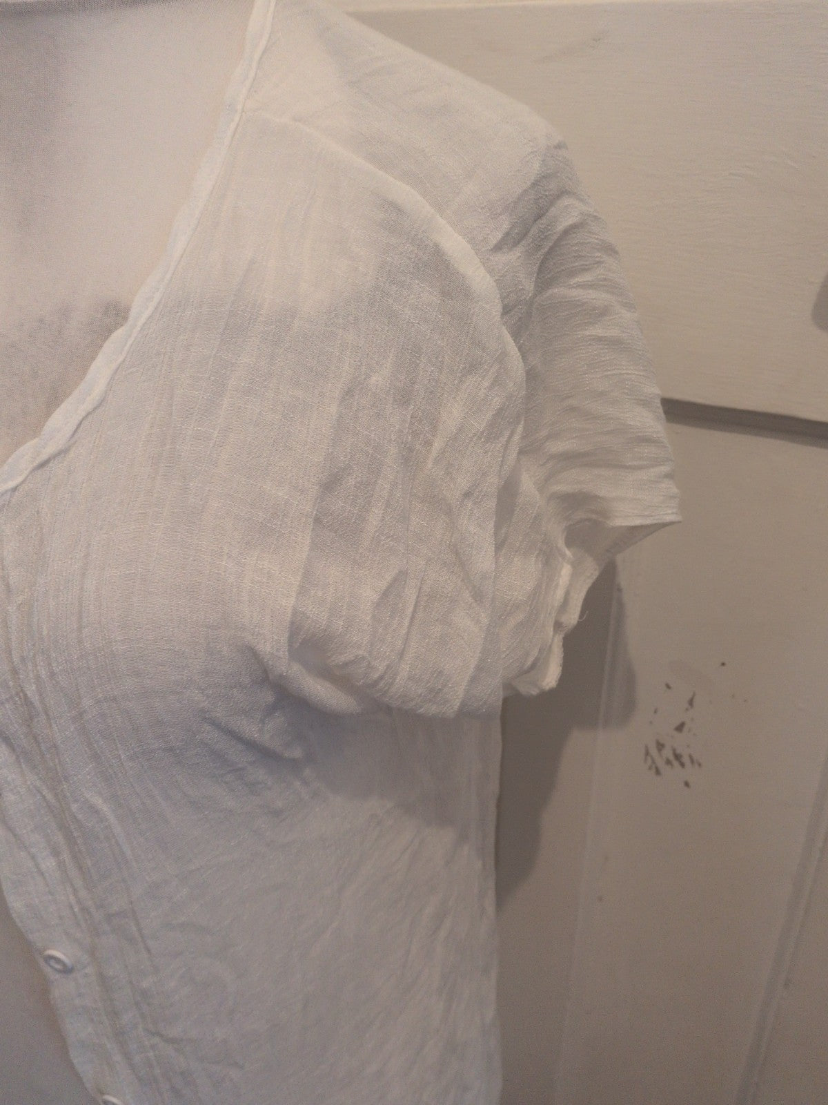 Large White Buttoned Short Sleeve Longline Top