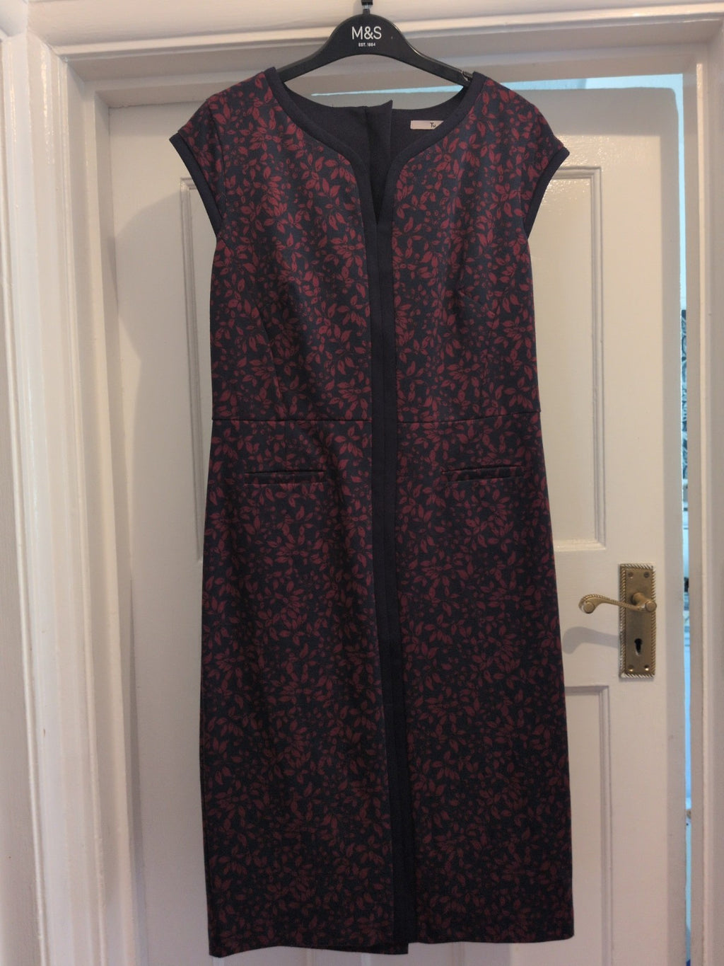 Tu 10 Navy And Purple V Neck Sleeveless Dress