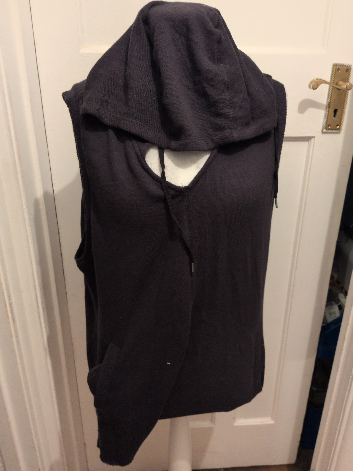 Large Navy Sleeveless Pullover Hoodie Jumpsuit