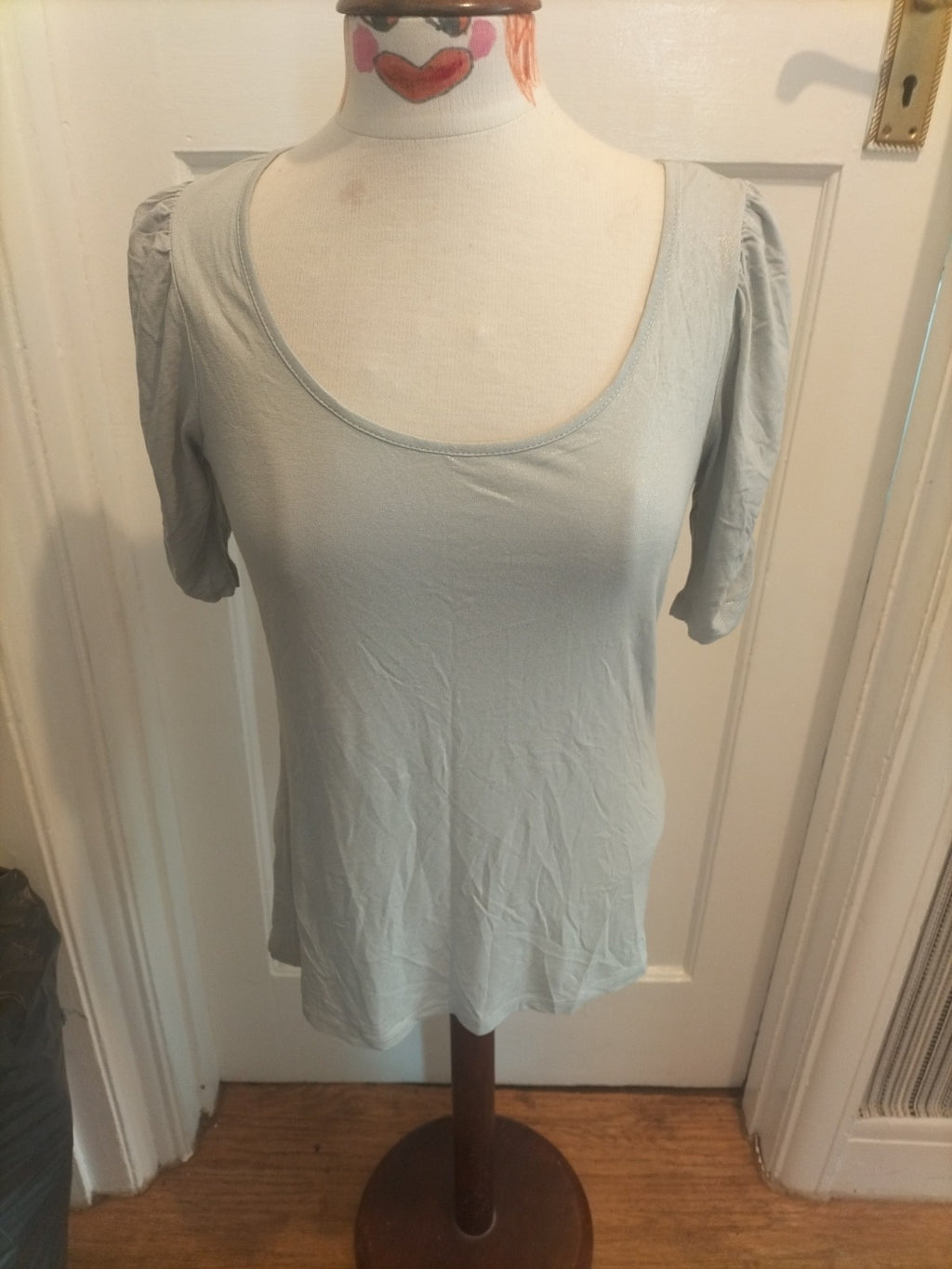 Ladies Marks And Spencer Size 12 Silver Shimmer Short Sleeved Tshirt