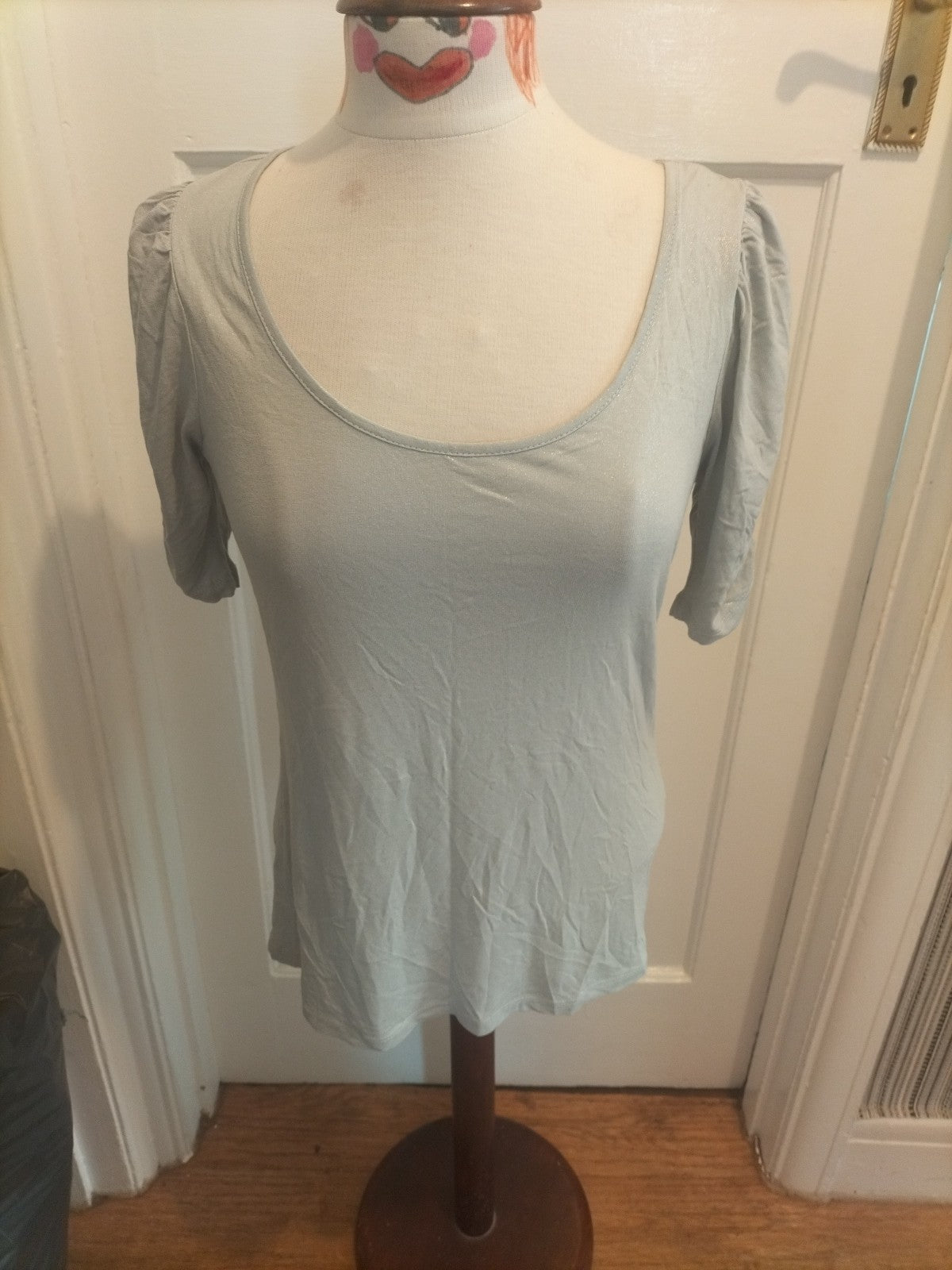Ladies Marks And Spencer Size 12 Silver Shimmer Short Sleeved Tshirt