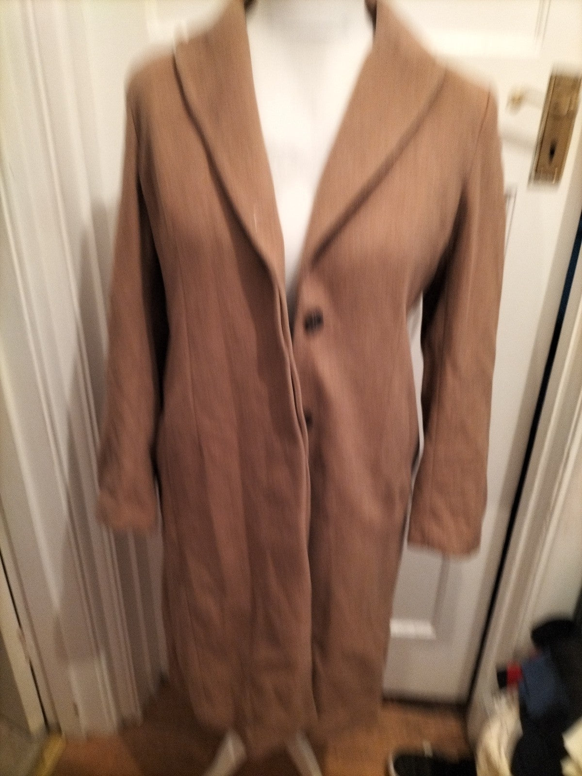 H&M 16 Brown Lined Long Length Jacket Collared