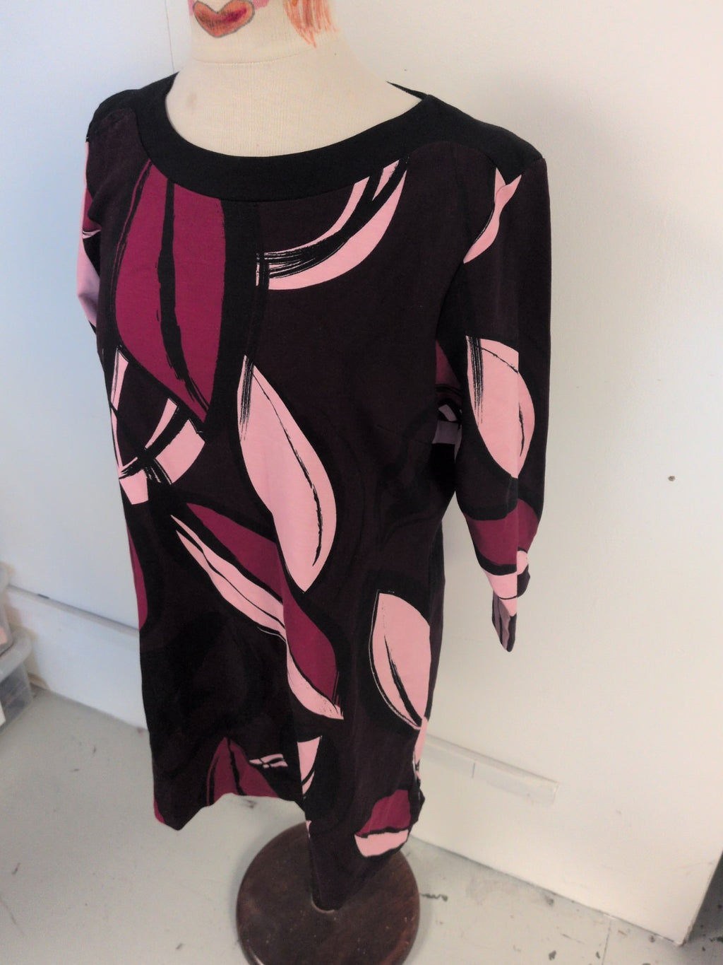 Viz.A.Viz 14-16 Purple Toned 3/4 Sleeve Knee Length Dress