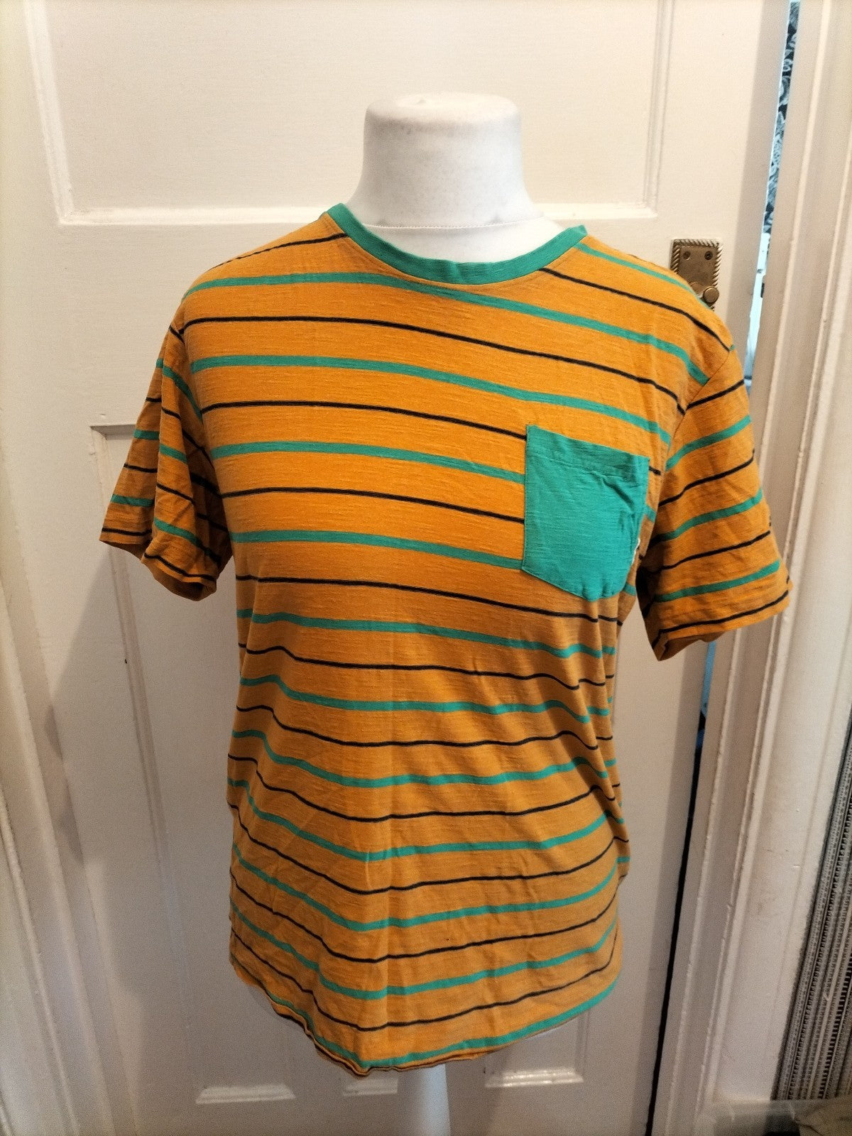 Mens Saltrock Size M Orange Striped Short Sleeved T-shirt