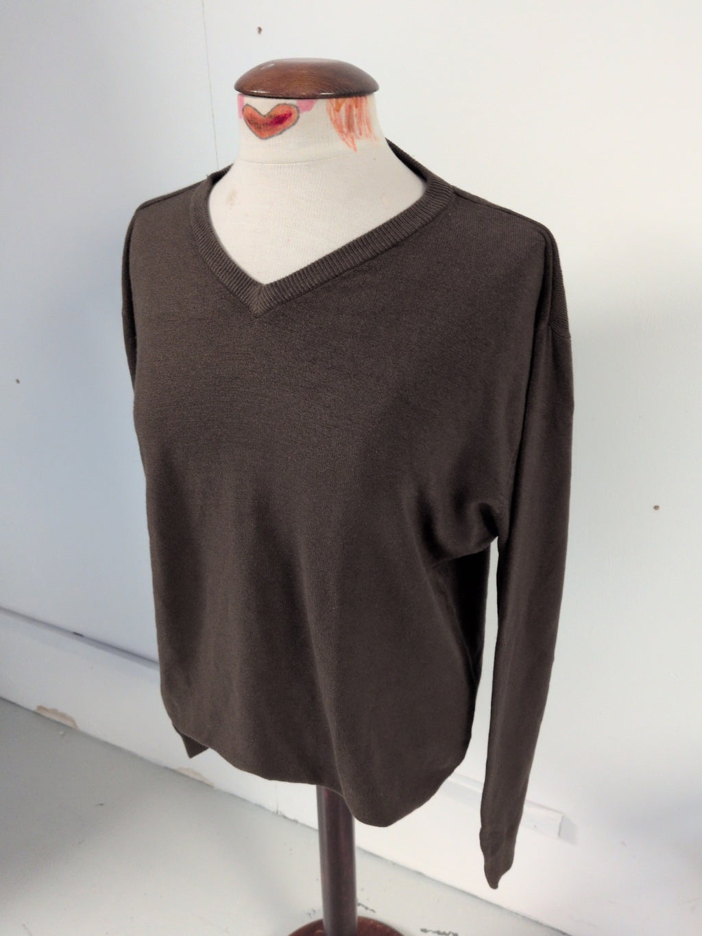 Cedarwood State Large Brown Lightweight V Neck Jumper