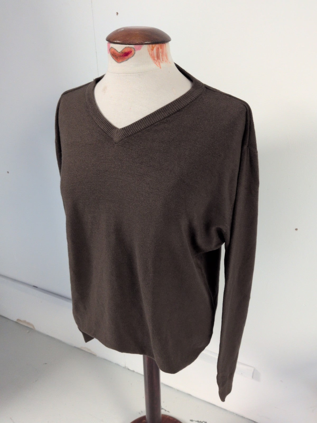 Cedarwood State Large Brown Lightweight V Neck Jumper