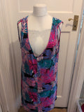 George 22 Purple Floral Sleeveless V Neck Knee Length Dress