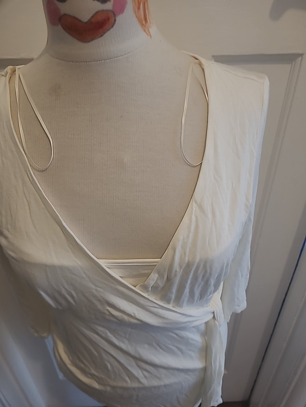 Ladies Mothercare Size 12 Cream Short Sleeved Longline Maternity Top