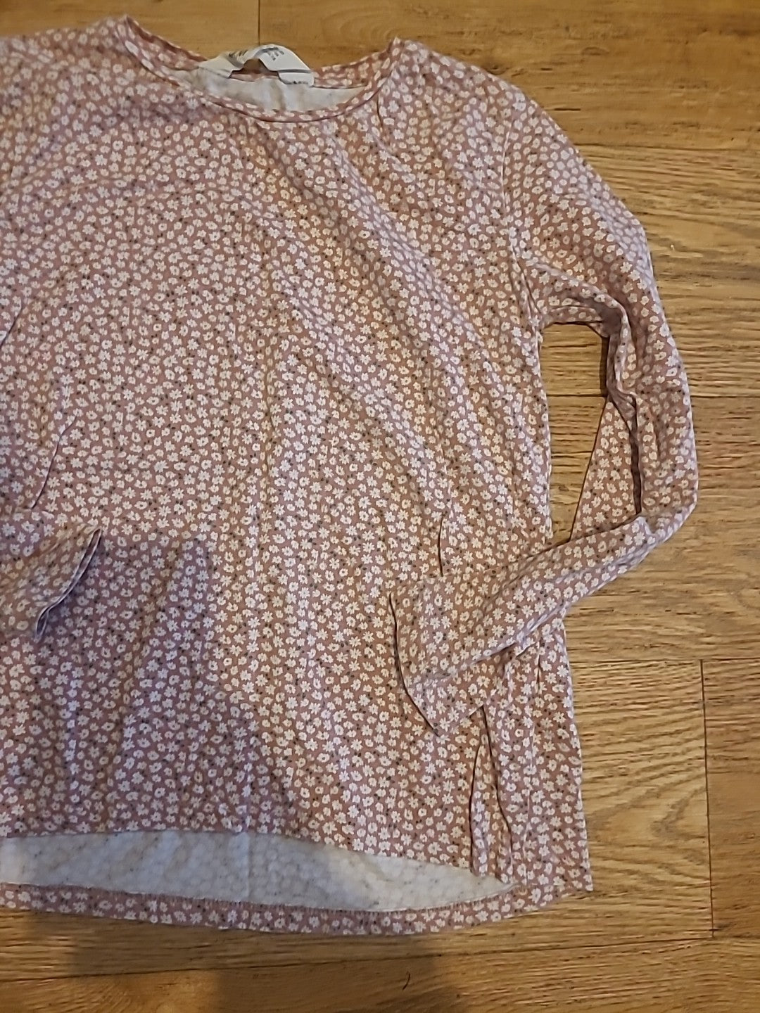 Girls H&M Size 122/128 Pink Floral Long Sleeve Top