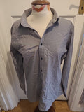 Mens Next Size 16.5" Slim Fit Silver Striped Shirt