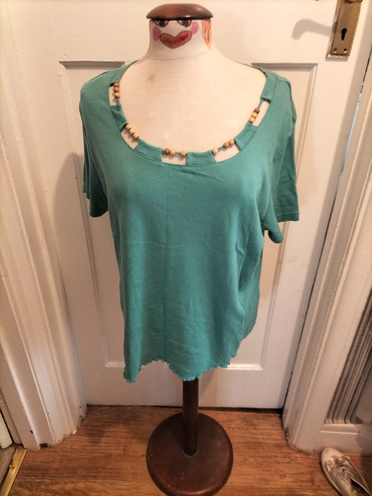 Ladies David Emanuel Size 22 Teal Short Sleeved Tshirt