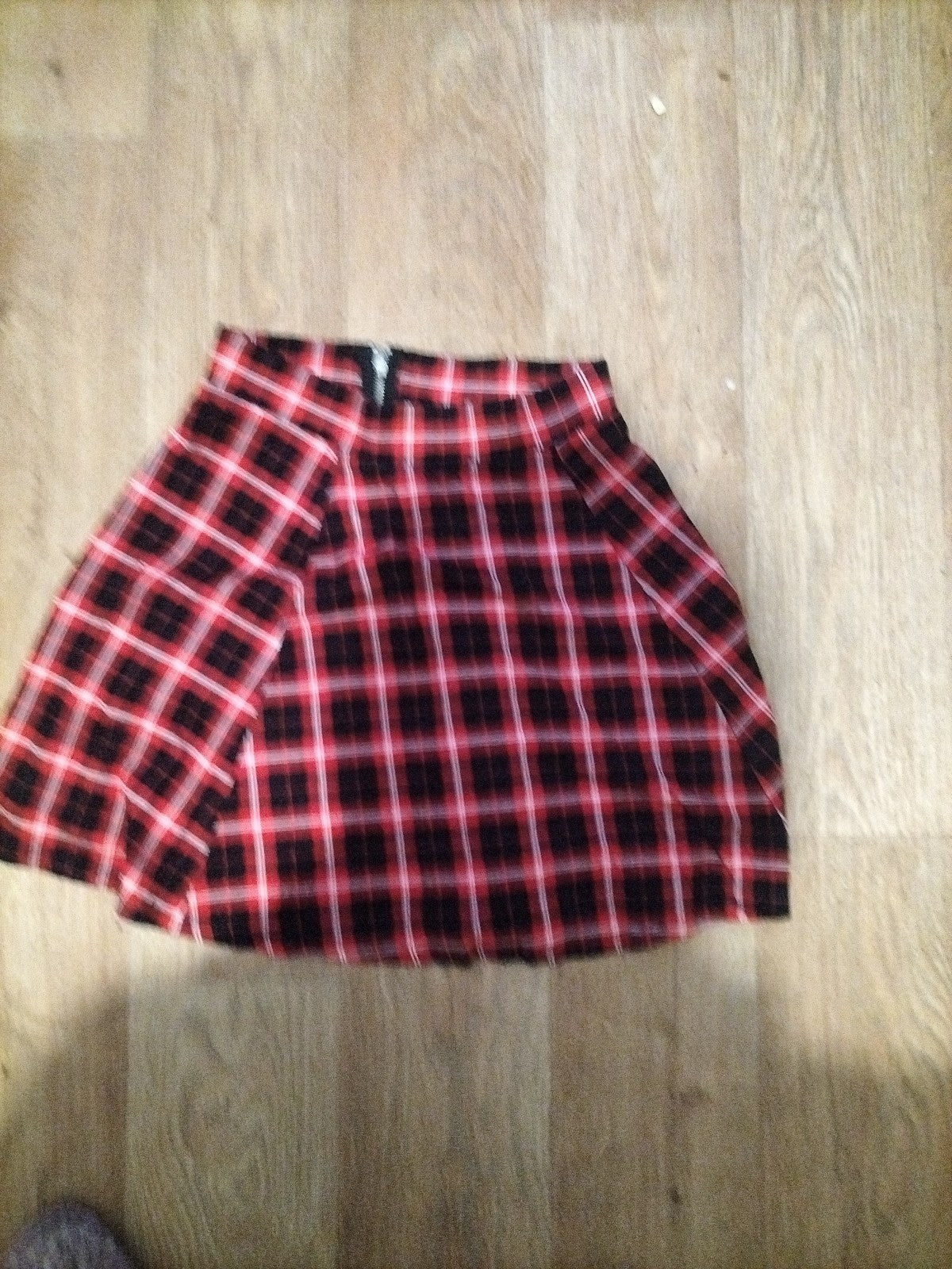Ladies Divided Size XS Red And Black Check Mini Skirt