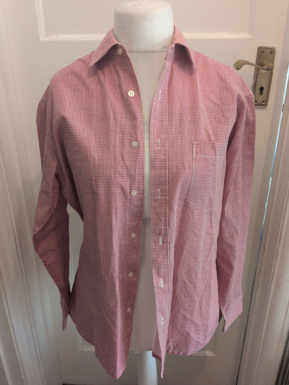 James Jordan 15.5 Red Check Long Sleeve Shirt