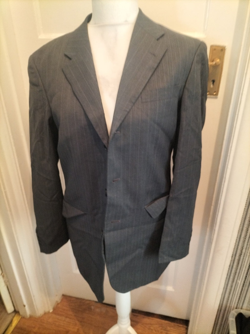 Mens Moss Size 38R Grey Pinstripe Blazer