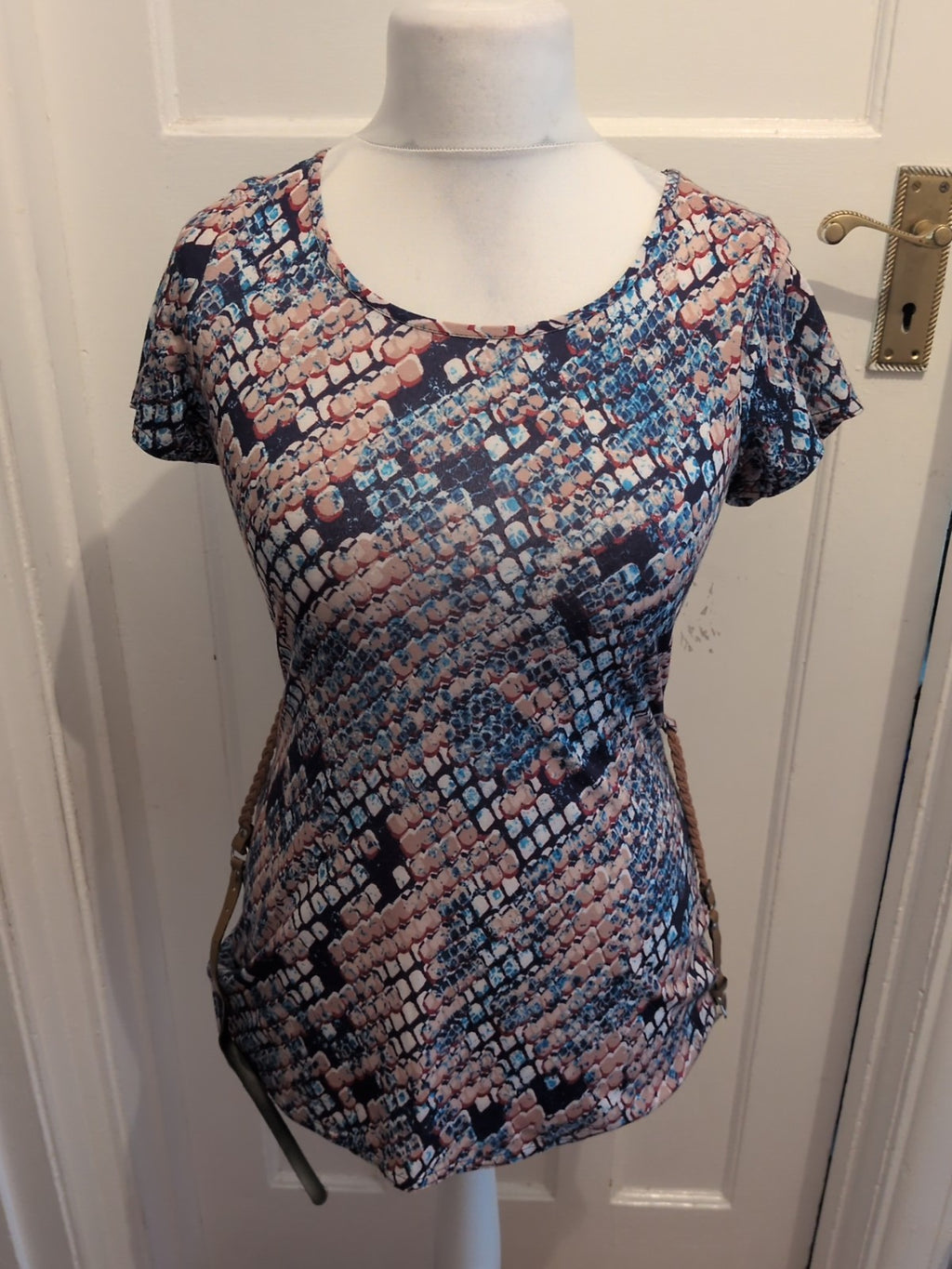 Peacocks 8 Multi Coloured Short Sleeve Blouse